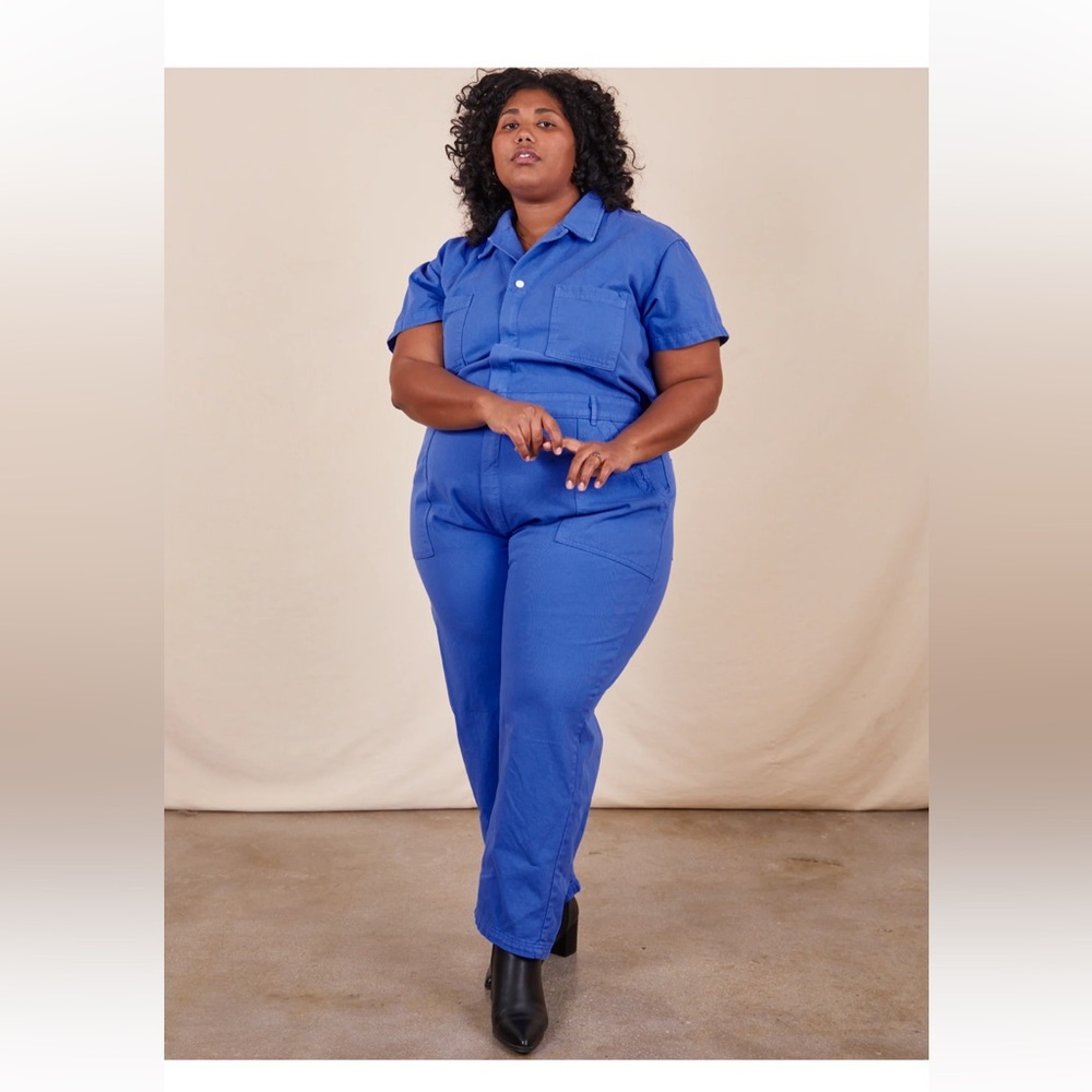 Cornflower blue Big Bud Press Short Sleeve Jumpsuit